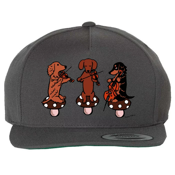 Dachshund Musicians String Trio Wool Snapback Cap