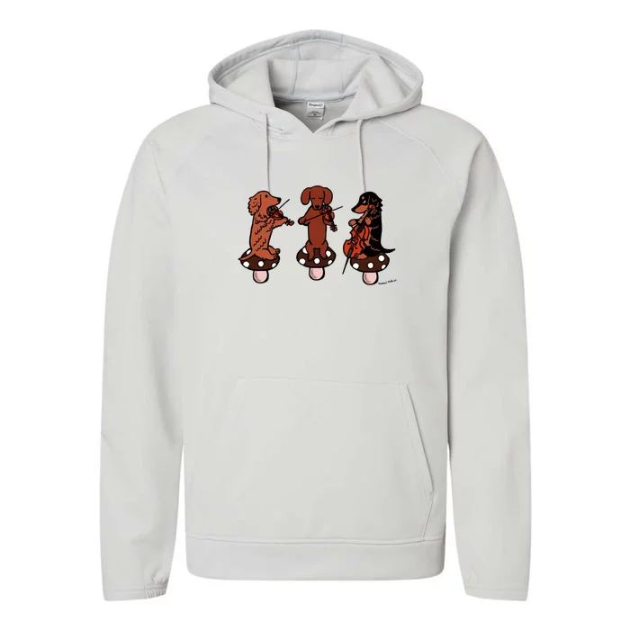 Dachshund Musicians String Trio Performance Fleece Hoodie