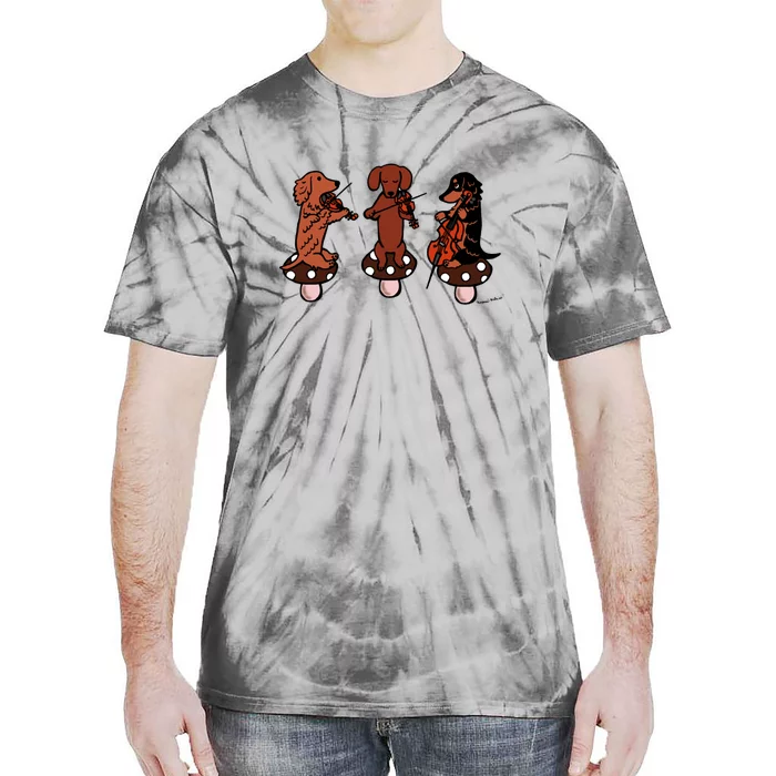 Dachshund Musicians String Trio Tie-Dye T-Shirt