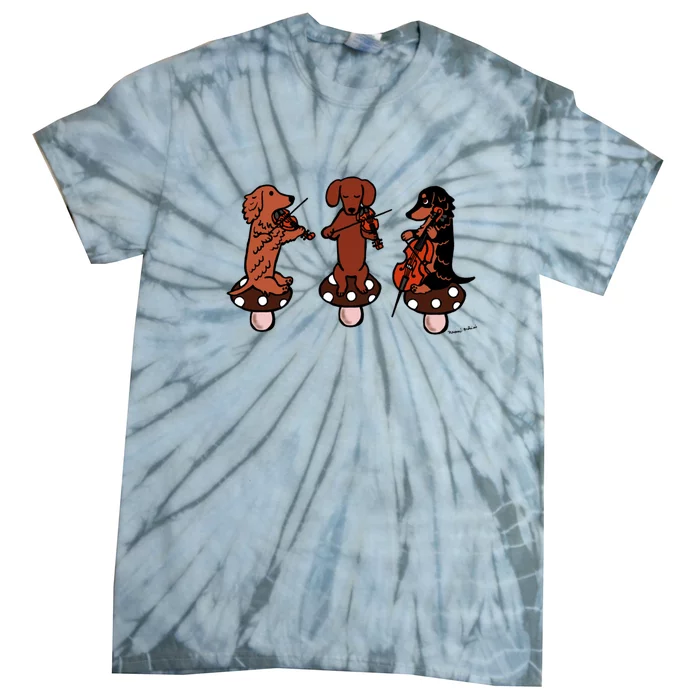 Dachshund Musicians String Trio Tie-Dye T-Shirt