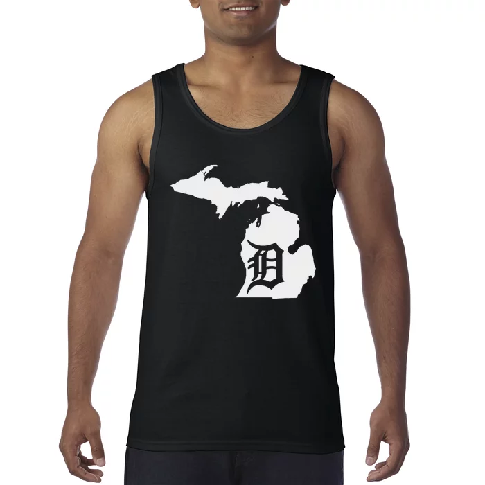 Detroit Michigan State Map silhouette D United states Tank Top