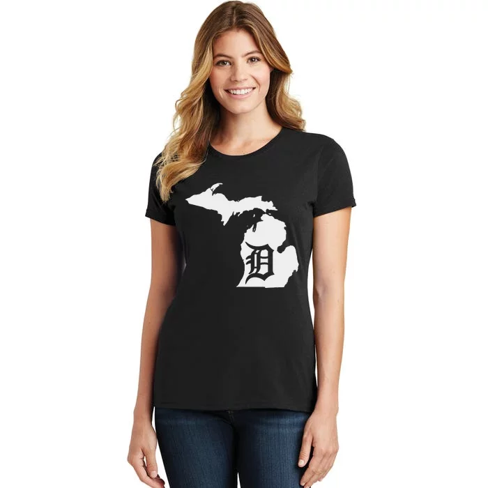 Detroit Michigan State Map silhouette D United states Women's T-Shirt