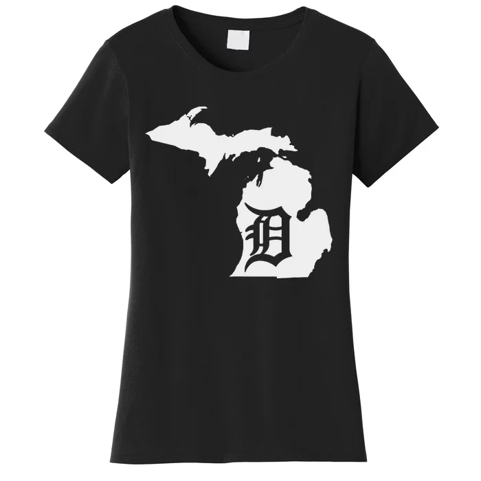 Detroit Michigan State Map silhouette D United states Women's T-Shirt