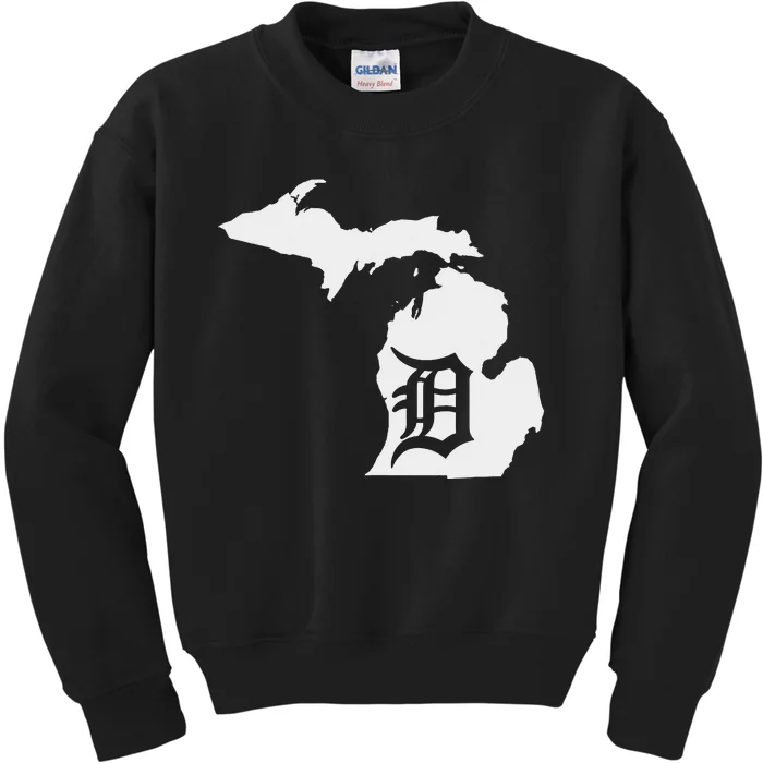 Detroit Michigan State Map silhouette D United states Kids Sweatshirt