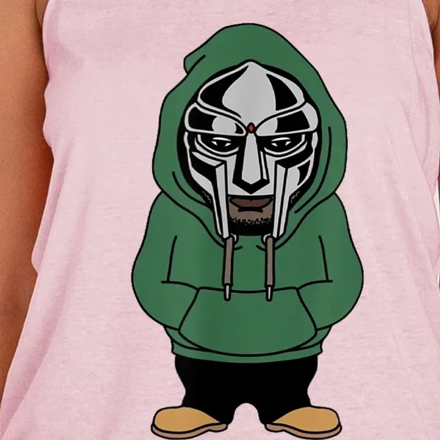 Doom Mask Super Villain All Caps Rap Women's Knotted Racerback Tank