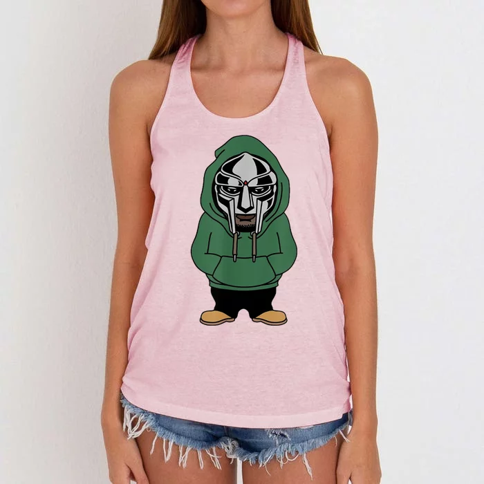 Doom Mask Super Villain All Caps Rap Women's Knotted Racerback Tank