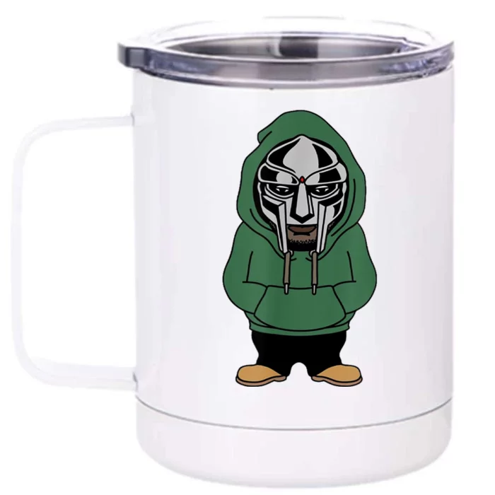 Doom Mask Super Villain All Caps Rap Front & Back 12oz Stainless Steel Tumbler Cup