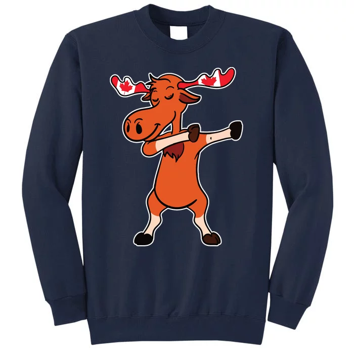 Dabbing Moose Shirts Dancing Canada Elk Canadian Flag Gift Tall Sweatshirt