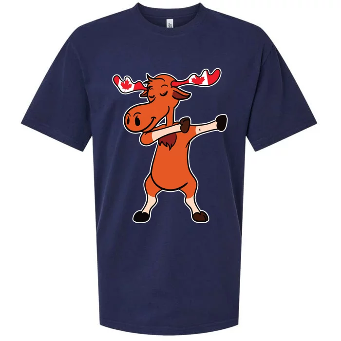 Dabbing Moose Shirts Dancing Canada Elk Canadian Flag Gift Sueded Cloud Jersey T-Shirt