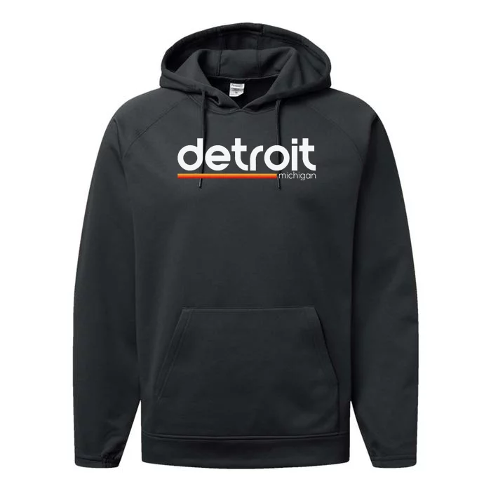 Detroit Michigan Souvenir Vintage Michigan Detroit Performance Fleece Hoodie