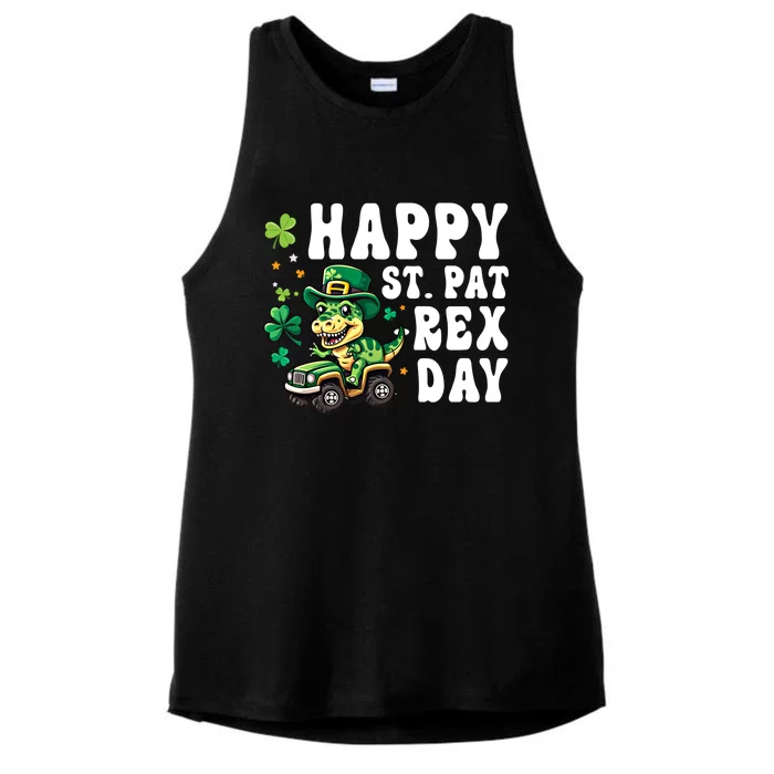 Dino Monster Truck Happy St Pat Rex Day St Patricks Day Cool Gift Ladies Tri-Blend Wicking Tank