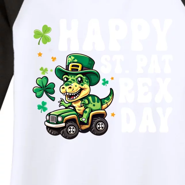 Dino Monster Truck Happy St Pat Rex Day St Patricks Day Cool Gift Women's Tri-Blend 3/4-Sleeve Raglan Shirt