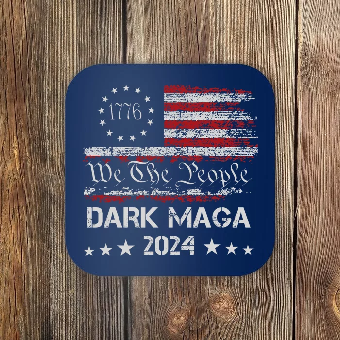 Dark Maga Trump 2024 Us Flag Vintage President Campaign Coaster