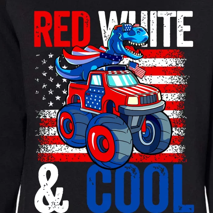 Dinosaur Monster Truck Dino 4th Of July Boy American Flag Womens California Wash Sweatshirt