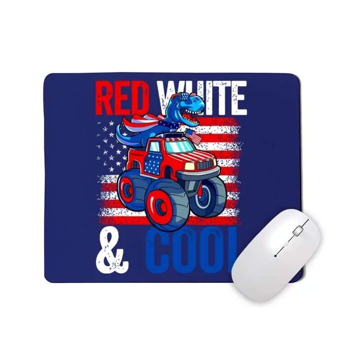 Dinosaur Monster Truck Dino 4th Of July Boy American Flag Mousepad