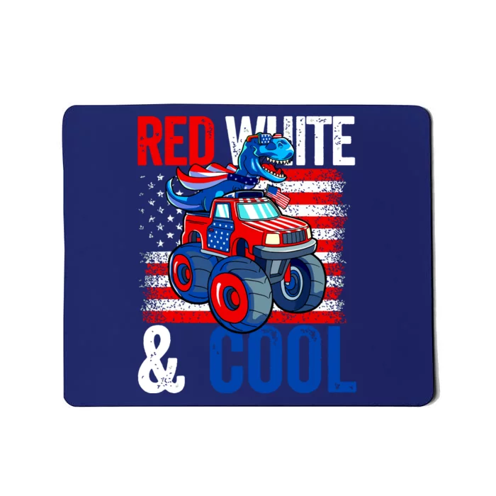 Dinosaur Monster Truck Dino 4th Of July Boy American Flag Mousepad