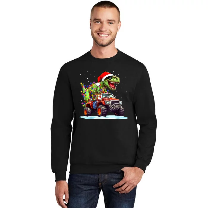 Dinosaur Monster Truck Christmas Dino Saurus Tall Sweatshirt