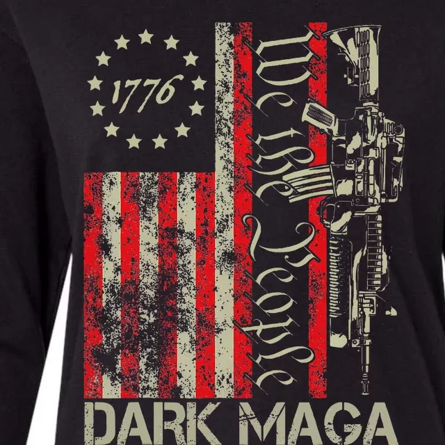 Dark Maga Trump 2024 Us Flag President Campaign Womens Cotton Relaxed Long Sleeve T-Shirt