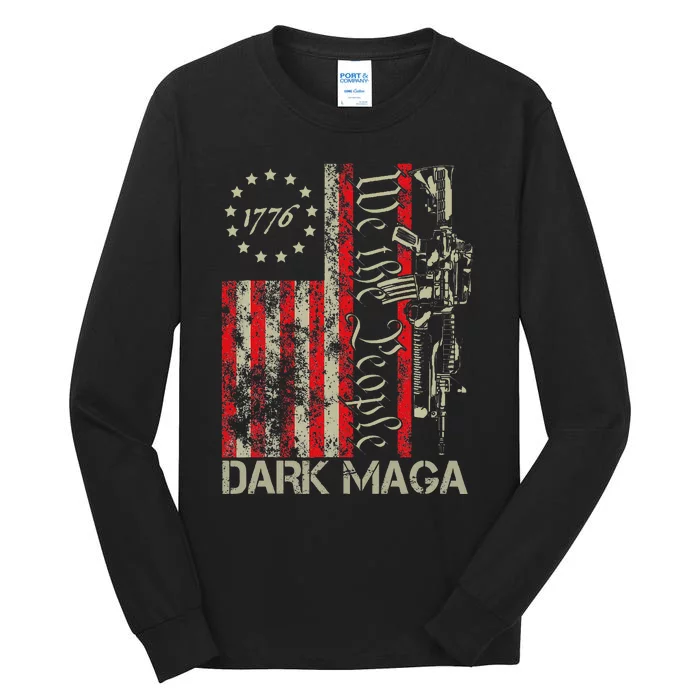 Dark Maga Trump 2024 Us Flag President Campaign Tall Long Sleeve T-Shirt