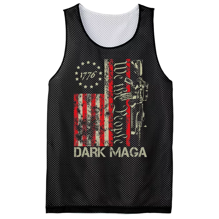 Dark Maga Trump 2024 Us Flag President Campaign Mesh Reversible Basketball Jersey Tank