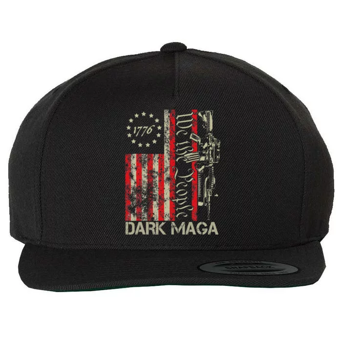 Dark Maga Trump 2024 Us Flag President Campaign Wool Snapback Cap