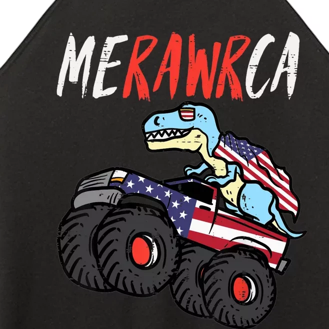 Dino Monster Truck Fourth Boy 4th Of July Women’s Perfect Tri Rocker Tank