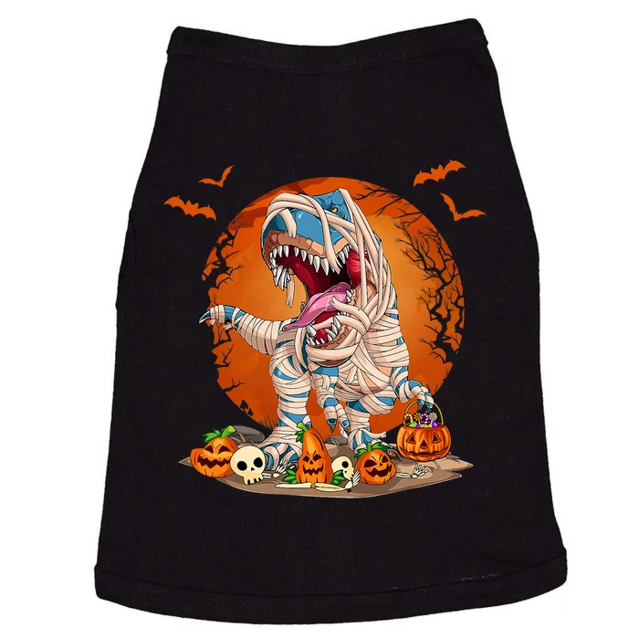 Dinosaur Mummy T Rex Pumpkin Skeleton Boy Halloween Doggie Tank