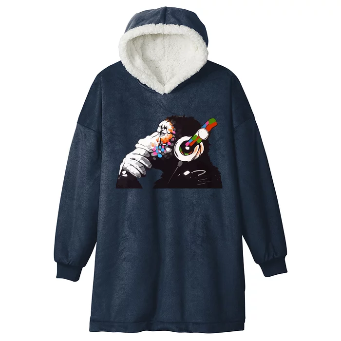 Dj Monkey Thinker Hooded Wearable Blanket