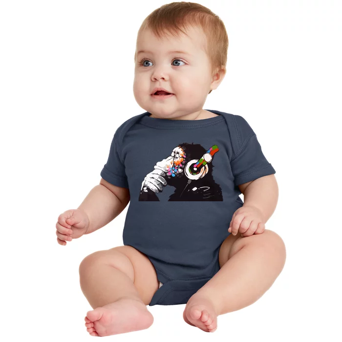 Dj Monkey Thinker Baby Bodysuit