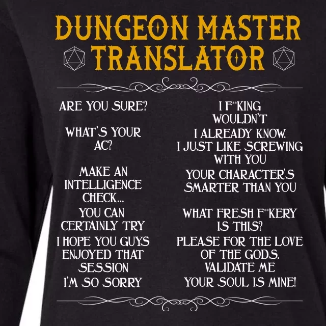 Dungeon Master Translator Funny Womens Cotton Relaxed Long Sleeve T-Shirt