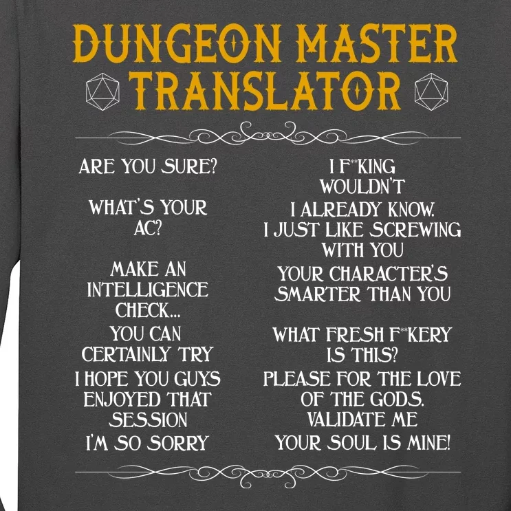 Dungeon Master Translator Funny Long Sleeve Shirt