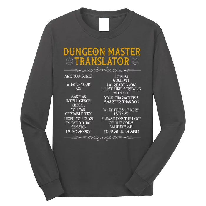 Dungeon Master Translator Funny Long Sleeve Shirt