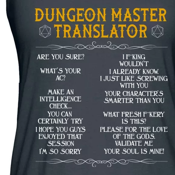 Dungeon Master Translator Funny Ladies Essential Flowy Tank