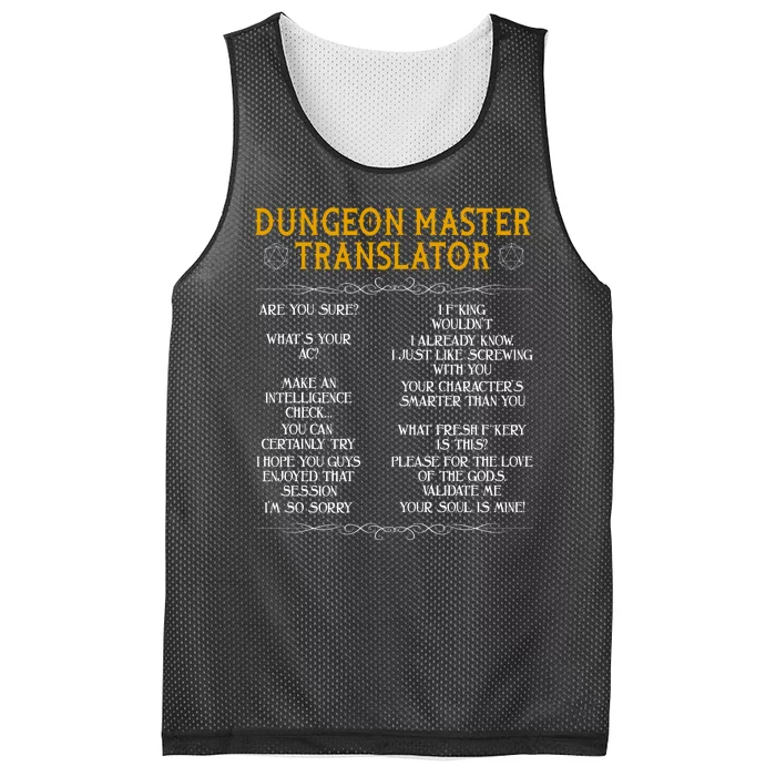 Dungeon Master Translator Funny Mesh Reversible Basketball Jersey Tank