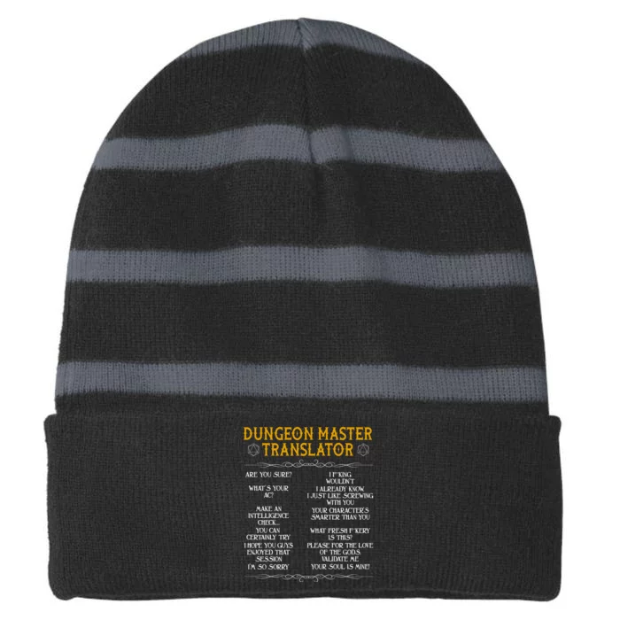 Dungeon Master Translator Funny Striped Beanie with Solid Band