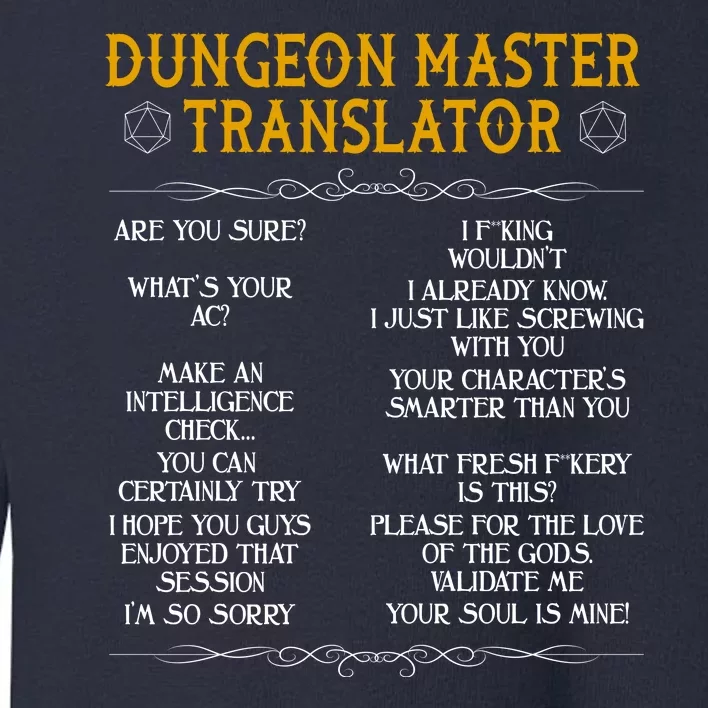 Dungeon Master Translator Funny Toddler Sweatshirt