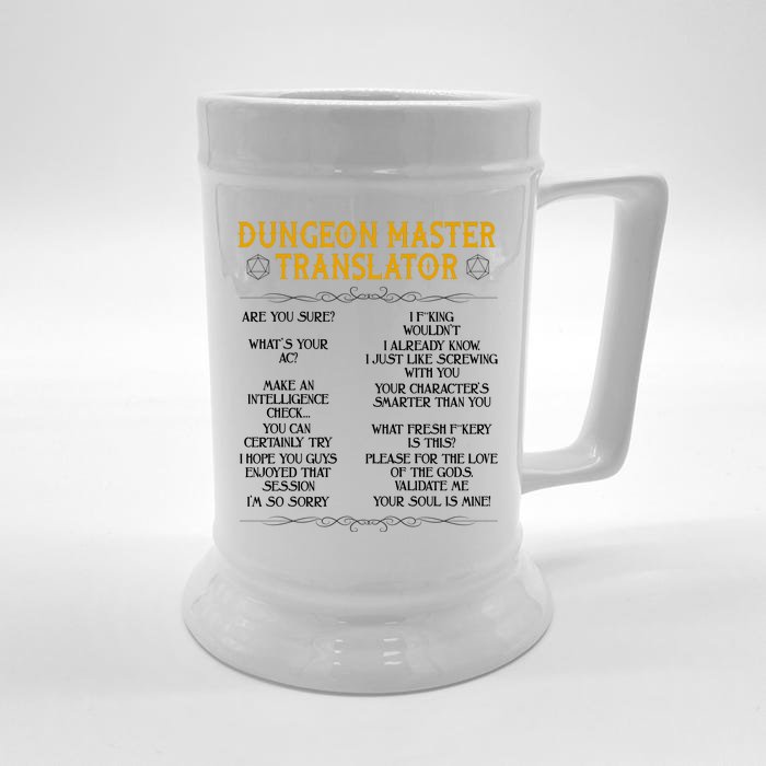 Dungeon Master Translator Funny Front & Back Beer Stein