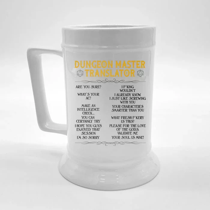 Dungeon Master Translator Funny Front & Back Beer Stein