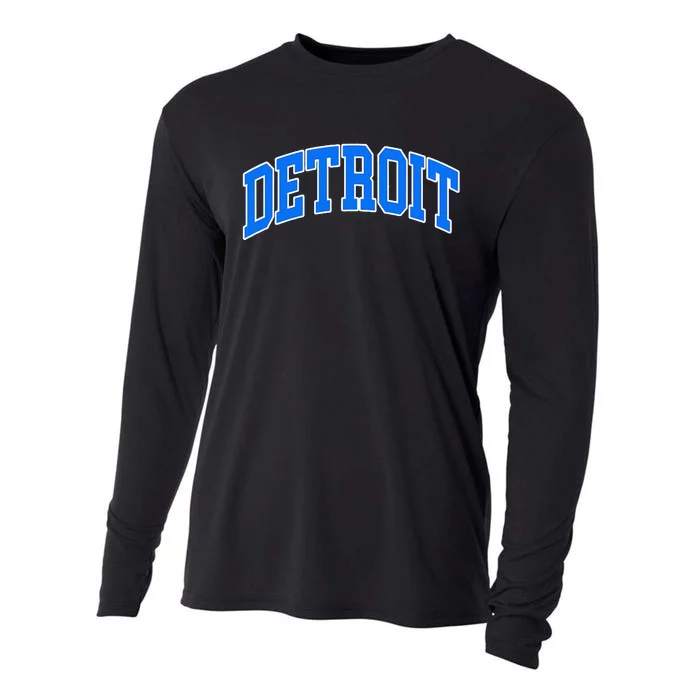 Detroit Michigan Throwback Design Print Classic Cooling Performance Long Sleeve Crew