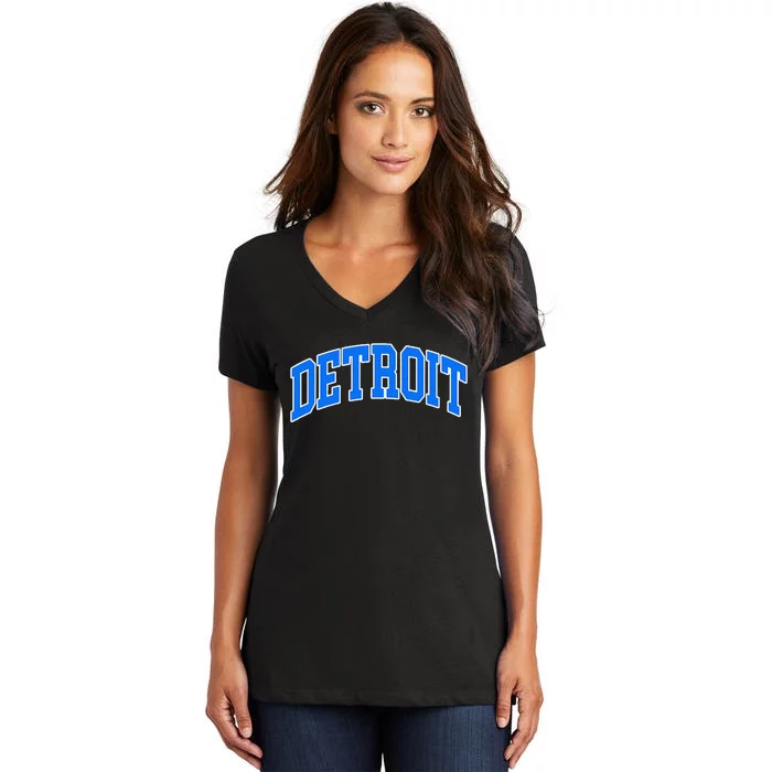 Detroit Michigan Throwback Design Print Classic Women's V-Neck T-Shirt