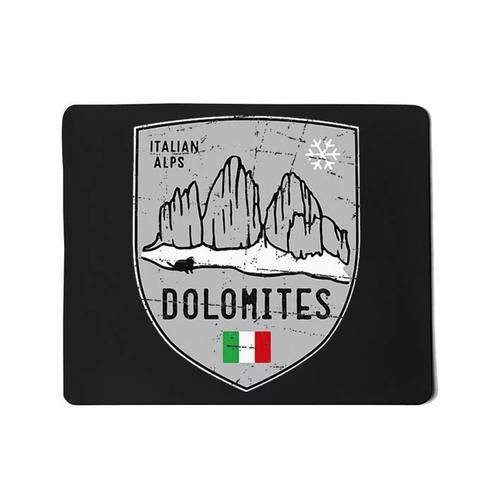 Dolomites Mountain Tre Cime Italy Emblem Mousepad