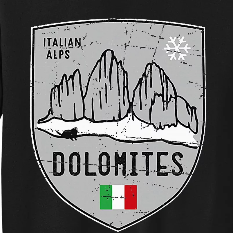 Dolomites Mountain Tre Cime Italy Emblem Tall Sweatshirt