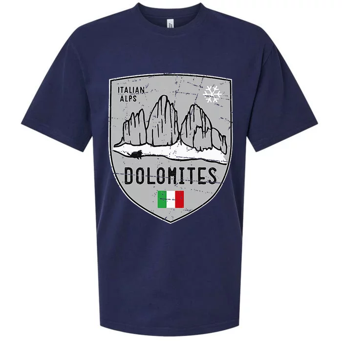 Dolomites Mountain Tre Cime Italy Emblem Sueded Cloud Jersey T-Shirt