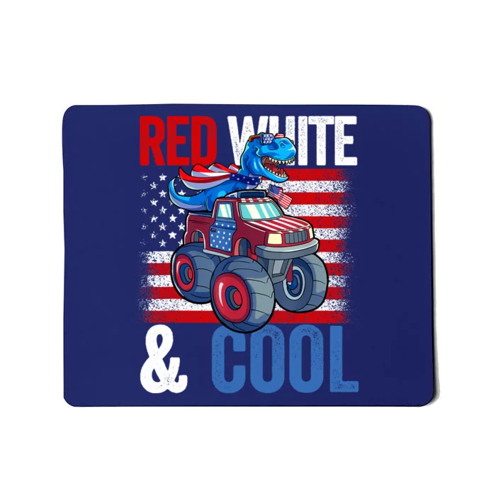 Dinosaur Monster Truck Dino 4th Of July Boy American Flag Mousepad