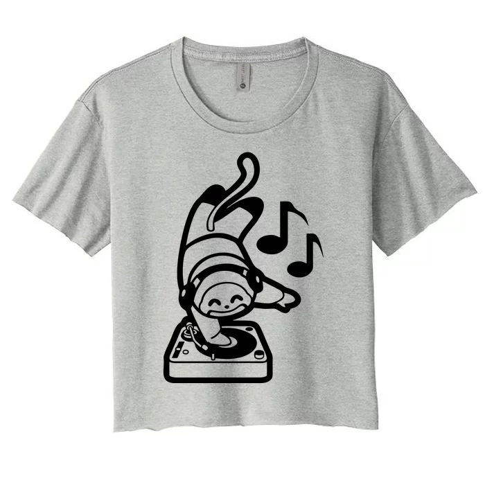 Dj Monkey Turntable Cartoon Women's Crop Top Tee