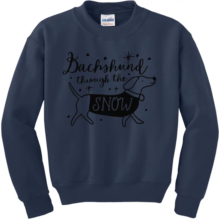 Dachshund Mom Through The Snow Dachshund Lover Christmas Kids Sweatshirt