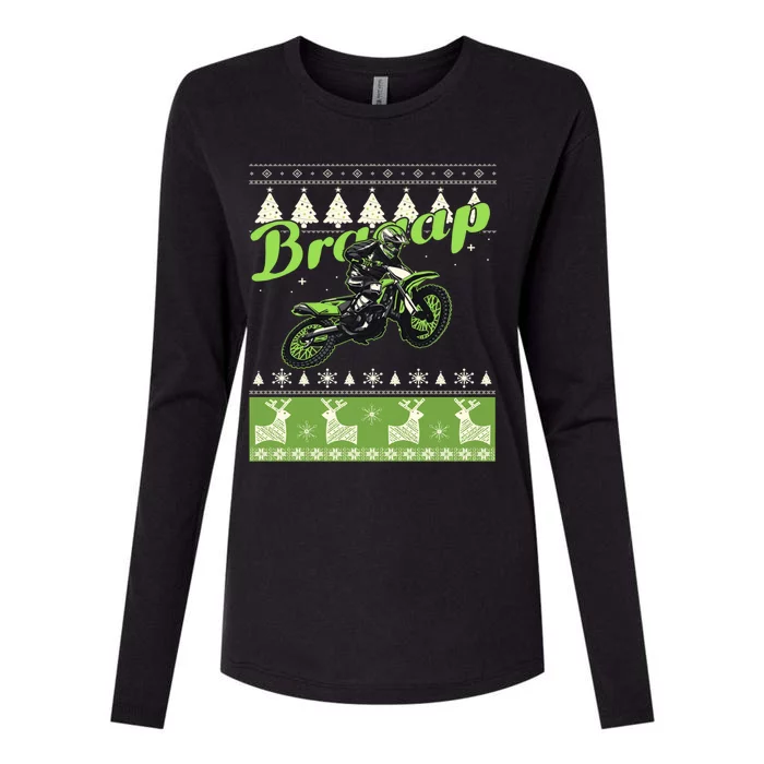 Dirtbike Motocross Ugly Christmas Sweatshirt Xmas Costume Womens Cotton Relaxed Long Sleeve T-Shirt