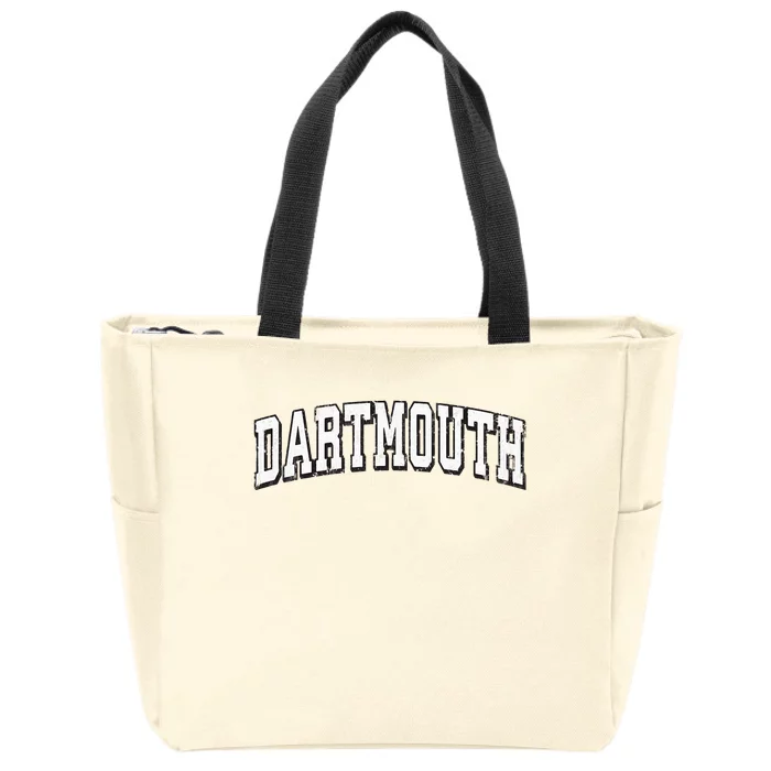 Dartmouth Massachusetts Vintage Athletic Sports B&W Print Zip Tote Bag