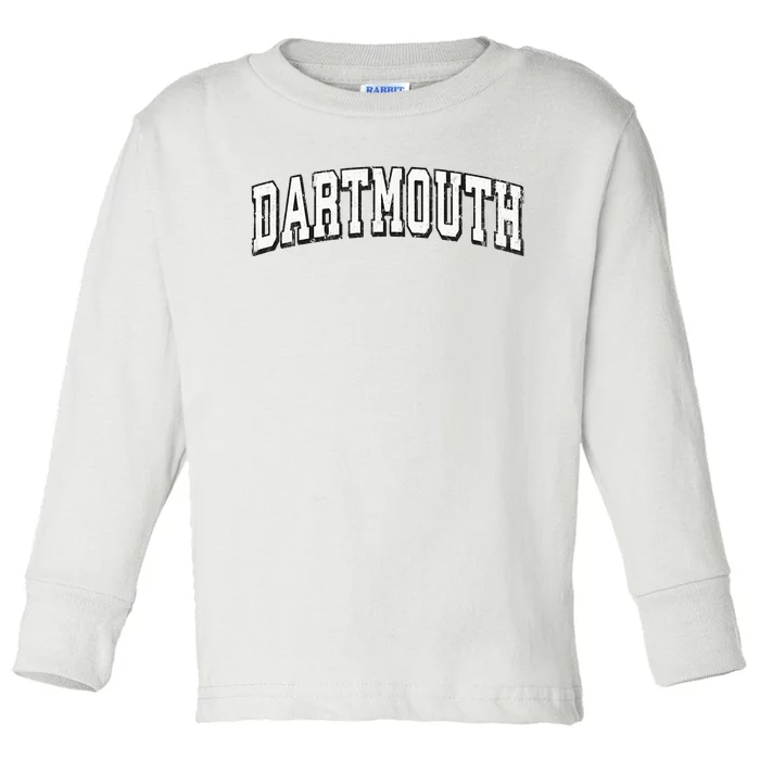 Dartmouth Massachusetts Vintage Athletic Sports B&W Print Toddler Long Sleeve Shirt