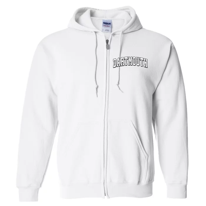 Dartmouth Massachusetts Vintage Athletic Sports B&W Print Full Zip Hoodie